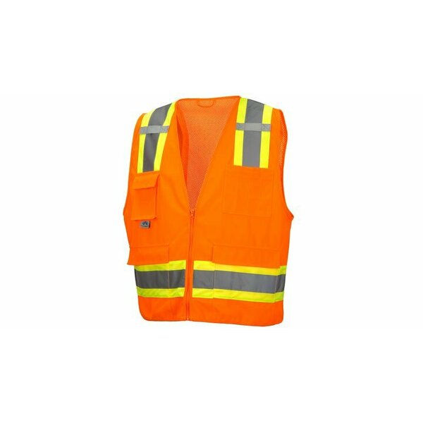 Pyramex Safety Vest, Hi-Vis, Orange, Medium RVZ2420M